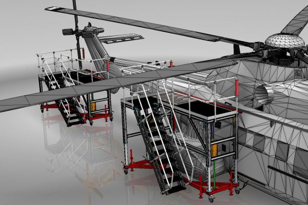 Variable Height Helicopter Tail Rotor & Main Engine Access Platform LH & RH