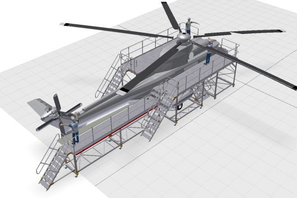 Fixed Height Helicopter Engine Access Platform Docking System LH, RH & Tail/Boom